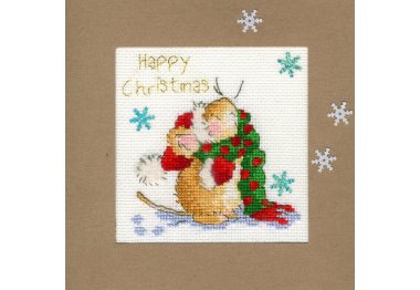  XMAS18 Набор для вышивания крестом (рождественская открытка) Counting Snowflakes "Подсчет снежинок" Bothy Threads