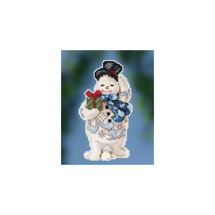 JS202011 Снеговик с подарком. Набор для вышивки в смешанной технике Mill Hill - 1