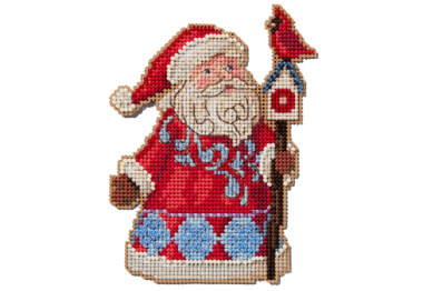  JS202411 & Санта з кардиналом та шпаківнею. Набір для вишивки в змішаній техниці Mill Hill
