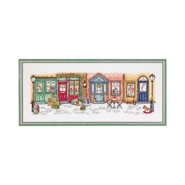 70-0160 Улица с магазинами (Shopping street. Набор для вышивания крестом PERMIN - 1