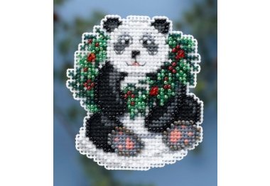 вишивка гладдю MH184304 Святкова панда. Набір для вишивки в змішаній техніці Mill Hill вишивка гладдю MH184304 Святкова панда. Набір для вишивки в змішаній техніці Mill Hill