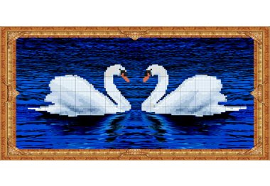  НВ-091/4 Лебеді на блакитному тлі. Схема для вишивки бісером