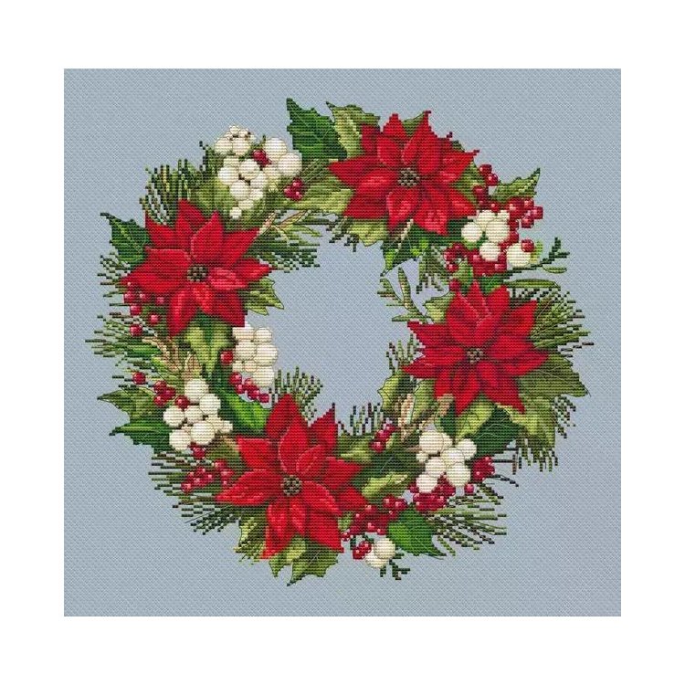 4619 Вінок з Пуансетією. Набір для вишивки хрестиком Classic Design - 1 4619 Вінок з Пуансетією. Набір для вишивки хрестиком Classic Design - 1
