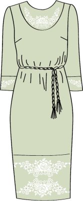 820-14/08 Платье женское (лен с поясом) под вышивку - 1
