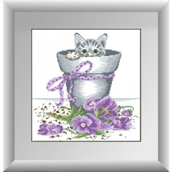 30141 Кошеня в квітковому горщику. Набір для малювання камінням - 1