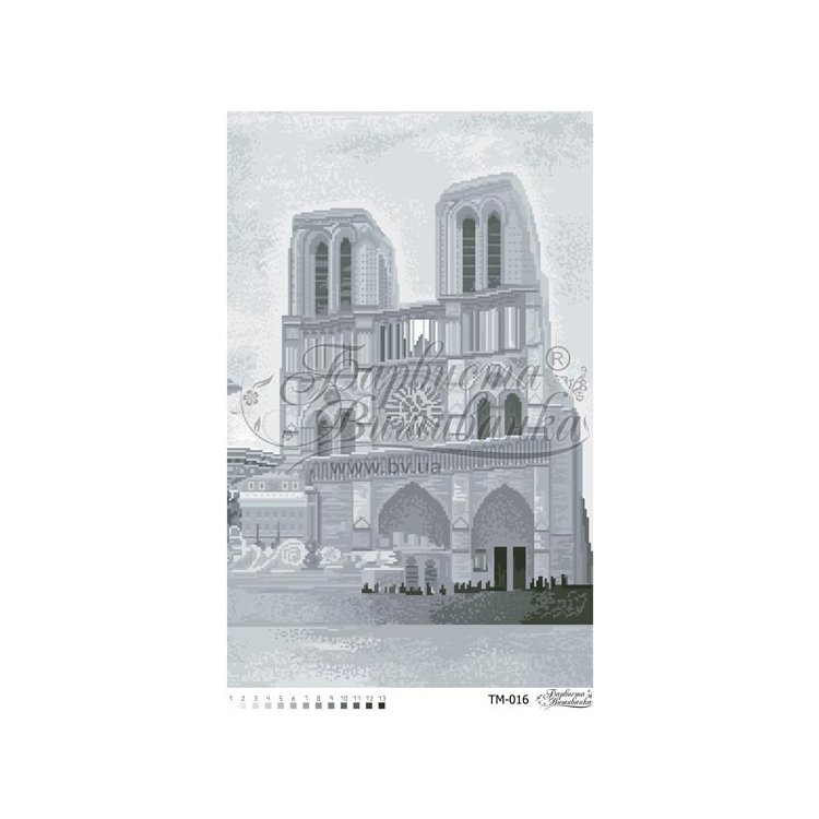 ТМ-016 Найвеличніший собор Франції (чорно-білий). Схема для вишивки бісером (габардин) ТМ Барвиста Вишиванка - 1