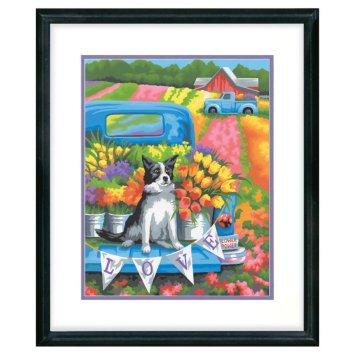 73-91775 Набір для малювання фарбами за номерами &quot;Собака квітник&quot; Dimensions - 1