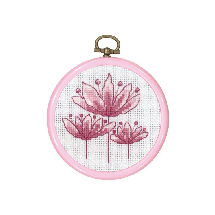 13-0840 з п'яльцями "Рожеві тюльпани (Rosa Tulips. Набір для вишивання хрестом PERMIN - 1