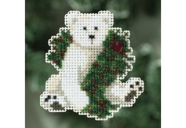вышивка гладью MH180306 Праздничный полярный медведь. Набор для вышивки в смешанной технике Mill Hill