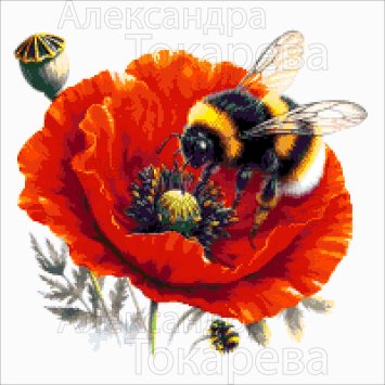 48-1296-НШ Шмель и мак. Набор для вышивания бисером ТМ Токарева А. - 1
