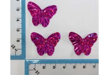  Паєтки Метелик (малинова голограма) (10шт. / Уп). Розмір 29х23 мм. №74