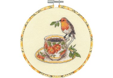  72-76324 Набір для вышивання хрестом Birdie Teacup "Чашка з пташкою" DIMENSIONS з п'яльцями