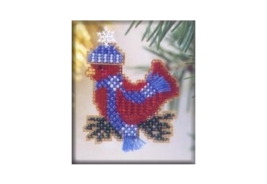 вышивка гладью h105 Снежная красная птица. Набор для вышивки в смешанной технике Mill Hill