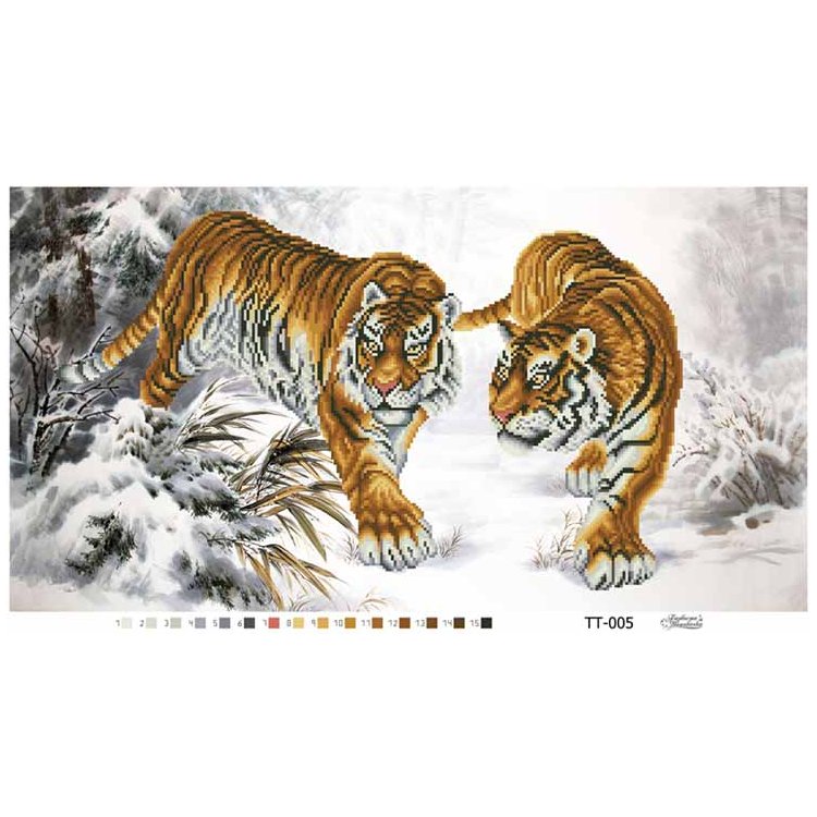ТТ-005 Уссурійські тигри. Схема для вишивки бісером (габардин) ТМ Барвиста Вишиванка - 1