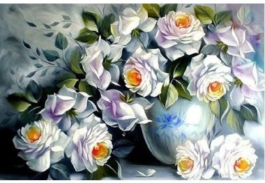  dm-046 "Белые розы". Набор для изготовления картины стразами