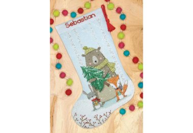  70-09621 Набір для вишивання хрестиком "Woodland Animals Stocking" "Лісові тварини" DIMENSIONS
